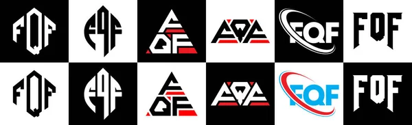 Diseño Del Logotipo Letra Fqf Seis Estilos Fqf Polígono Círculo — Vector de stock