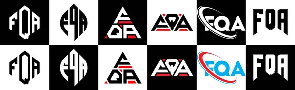 Diseño Del Logotipo Letra Fqa Seis Estilos Fqa Polígono Círculo — Vector de stock