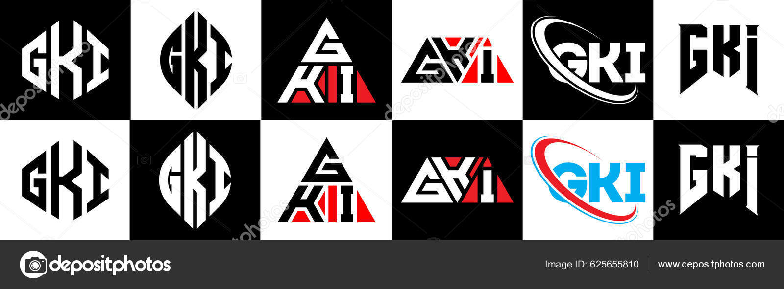 Gki Letter Logo Design Six Style Gki Polygon Circle Triangle Stock
