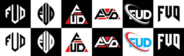 Diseño Logotipo Letra Fud Seis Estilos Fud Polígono Círculo Triángulo — Vector de stock