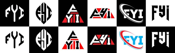 Σχεδιασμός Λογότυπου Fyi Έξι Στυλ Fyi Πολύγωνο Κύκλος Τρίγωνο Εξάγωνο — Διανυσματικό Αρχείο