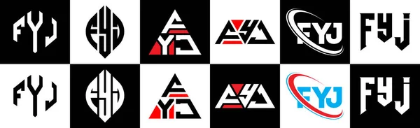 Projekt Logo Litery Fyj Sześciu Stylach Fyj Polygon Okrąg Trójkąt — Wektor stockowy