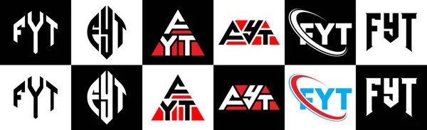 Fyt Lettre Logo Design Dans Six Style Polygone Fyt Cercle — Image vectorielle