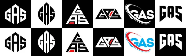 Дизайн Логотипу Літери Gas Шести Стилях Багатокутник Гас Коло Трикутник — стоковий вектор