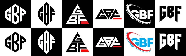 Дизайн Логотипа Gbf Шести Стилях Многоугольник Gbf Круг Треугольник Шестиугольник — стоковый вектор