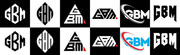 Дизайн Логотипа Gbm Шести Стилях Многоугольник Gbm Круг Треугольник Шестиугольник — стоковый вектор