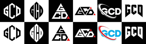 Diseño Del Logotipo Letra Gcd Seis Estilos Gcd Polígono Círculo — Archivo Imágenes Vectoriales