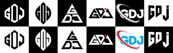 Gdj Lettera Logo Design Sei Stile Poligono Gdj Cerchio Triangolo — Vettoriale Stock