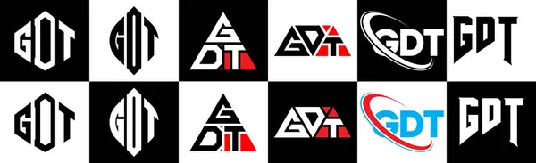 Σχεδιασμός Λογότυπου Gdt Έξι Στυλ Gdt Πολύγωνο Κύκλος Τρίγωνο Εξάγωνο — Διανυσματικό Αρχείο