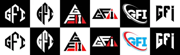 Design Logotipo Carta Gfi Seis Estilo Gfi Polígono Círculo Triângulo — Vetor de Stock