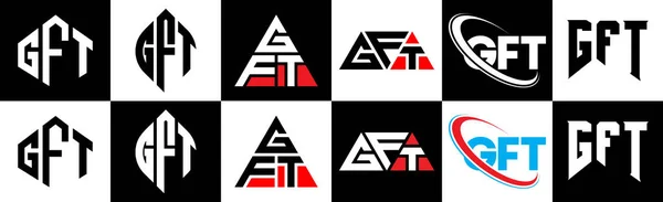 Diseño Del Logotipo Letra Gft Seis Estilos Gft Polígono Círculo — Archivo Imágenes Vectoriales
