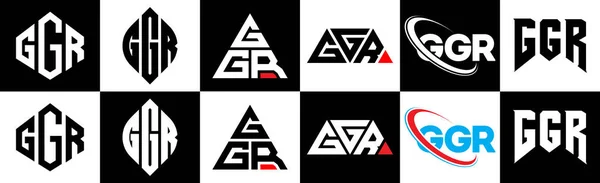 Σχεδιασμός Λογότυπου Της Ggr Έξι Στυλ Ggr Πολύγωνο Κύκλος Τρίγωνο — Διανυσματικό Αρχείο