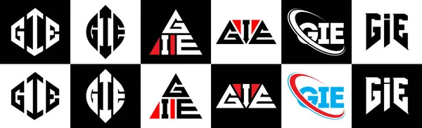 Gie Bokstav Logotyp Design Sex Stil Gie Polygon Cirkel Triangel — Stock vektor