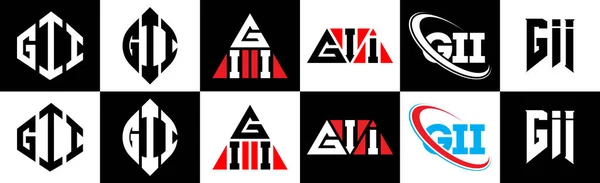 Gii Bokstäver Logotyp Design Sex Stil Gii Polygon Cirkel Triangel — Stock vektor