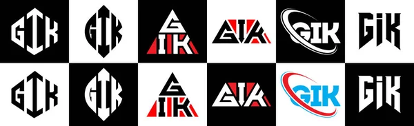 Projekt Logo Litery Gik Sześciu Stylu Gik Polygon Okrąg Trójkąt — Wektor stockowy