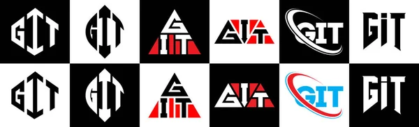 Diseño Logotipo Letra Git Seis Estilos Git Polígono Círculo Triángulo — Archivo Imágenes Vectoriales