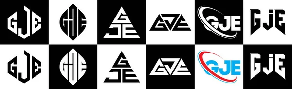 Gje Brev Logotyp Design Sex Stil Gje Polygon Cirkel Triangel — Stock vektor