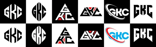 Gkc Brev Logotyp Design Sex Stil Gkc Polygon Cirkel Triangel — Stock vektor