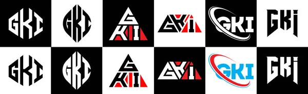 Gki Bokstäver Logotyp Design Sex Stil Gki Polygon Cirkel Triangel — Stock vektor