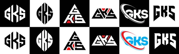 Diseño Del Logotipo Letra Gks Seis Estilos Gks Polígono Círculo — Archivo Imágenes Vectoriales