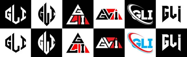 Gli Brev Logotyp Design Sex Stil Gli Polygon Cirkel Triangel — Stock vektor