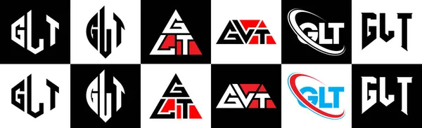 Diseño Del Logotipo Letra Glt Seis Estilos Glt Polígono Círculo — Vector de stock