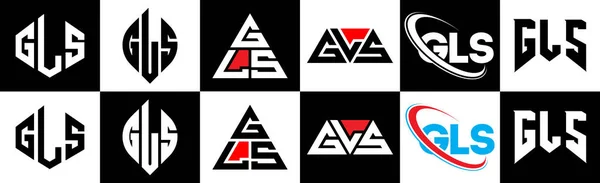 Diseño Del Logotipo Letra Gls Seis Estilos Gls Polígono Círculo — Archivo Imágenes Vectoriales