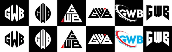 Gwb Schriftzug Design Sechs Stilrichtungen Gwb Polygon Kreis Dreieck Sechseck — Stockvektor