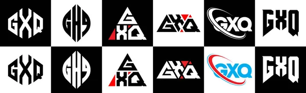 Gxq Bokstav Logotyp Design Sex Stil Gxq Polygon Cirkel Triangel — Stock vektor