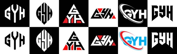 Gyh Bokstav Logotyp Design Sex Stil Gyh Polygon Cirkel Triangel — Stock vektor