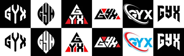 Gyx Bokstav Logotyp Design Sex Stil Gyx Polygon Cirkel Triangel — Stock vektor