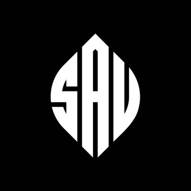 Çember ve elips şekilli SAU daire harf logosu tasarımı. Tipografik şekilli SAU elips harfleri. Üç baş harf daire şeklinde bir logo oluşturuyor. SAU Çember Amblemi Soyut Monogram Harf İşaretleme Vektörü.