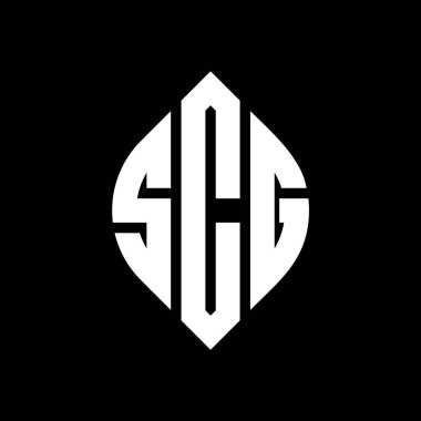 Çember ve elips şekilli SCG daire harf logosu tasarımı. Typographic tarzında SCG elips harfleri. Üç baş harf daire şeklinde bir logo oluşturuyor. SCG Çember Amblemi Soyut Monogram Harf İşaretleyici Vektörü.