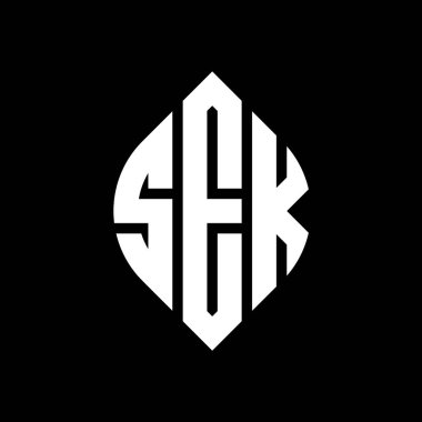 Çember ve elips şekilli SEK daire harf logosu tasarımı. Tipografik tarzda SEK elips harfleri. Üç baş harf daire şeklinde bir logo oluşturuyor. SEK Çember Amblemi Soyut Monogram Harf İşaretleyici Vektörü.