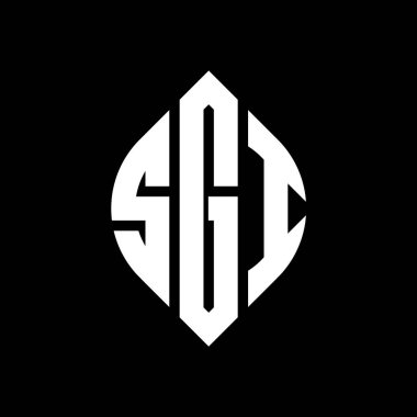 Çember ve elips şekilli SGI daire harf logosu tasarımı. SGI elips harfleri tipografik tarzda. Üç baş harf daire şeklinde bir logo oluşturuyor. SGI Çember Amblemi Soyut Monogram Harf İşaretleyici Vektörü.