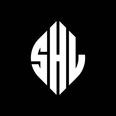 Çember ve elips şekilli SHL daire harf logosu tasarımı. Tipografik biçimli SHL elips harfleri. Üç baş harf daire şeklinde bir logo oluşturuyor. SHL Çember Amblemi Soyut Monogram Harf İşaretleyici Vektörü.