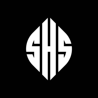 Çember ve elips şekilli SHS daire harf logosu tasarımı. Tipografik biçimli SHS elips harfleri. Üç baş harf daire şeklinde bir logo oluşturuyor. SHS Çember Amblemi Soyut Monogram Harf İşaretleyici Vektörü.