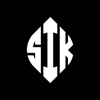 Çember ve elips şekilli SIK daire harf logosu tasarımı. SIK elips harfleri tipografik tarzda. Üç baş harf daire şeklinde bir logo oluşturuyor. SIK Çember Amblemi Soyut Monogram Harf İşaretleyici Vektörü.