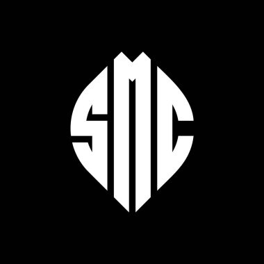 Çember ve elips şekilli SMC daire harf logosu tasarımı. SMC elips harfleri tipografik tarzda. Üç baş harf daire şeklinde bir logo oluşturuyor. SMC Çember Amblemi Soyut Monogram Harf İşaretleyici Vektörü.