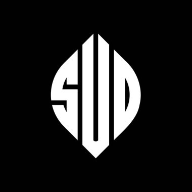 Daire ve elips şekilli SUD daire harf logosu tasarımı. Typographic tarzında SUD elips harfleri. Üç baş harf daire şeklinde bir logo oluşturuyor. SUD Çember Amblemi Soyut Monogram Harf İşaretleme Vektörü.