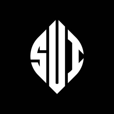 Daire şeklinde ve elips şeklinde SUI daire şeklinde harf logosu tasarımı. Typographic tarzında SUI elips harfleri. Üç baş harf daire şeklinde bir logo oluşturuyor. SUI Çember Amblemi Soyut Monogram Harf İşaretleme Vektörü.