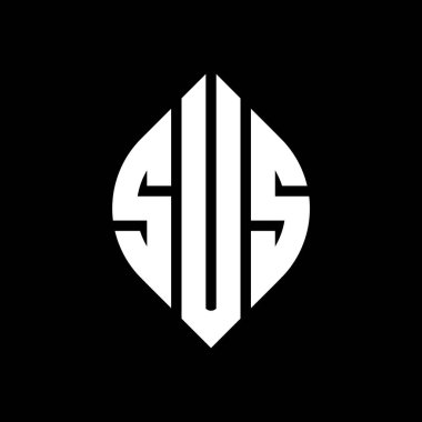 Çember ve elips şekilli SUS daire harf logosu tasarımı. SUS elips harfleri tipografik tarzda. Üç baş harf daire şeklinde bir logo oluşturuyor. SUS Çemberi Amblemi Soyut Monogram Harf İşaretleme Vektörü.
