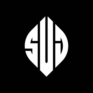 Çember ve elips şekilli SVJ daire harf logosu tasarımı. Tipografik biçimli SVJ elips harfleri. Üç baş harf daire şeklinde bir logo oluşturuyor. SVJ Çember Amblemi Soyut Monogram Harf İşaretleyici Vektörü.