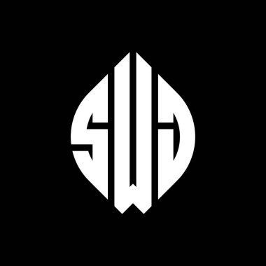 Çember şeklinde ve elips şeklinde SWJ daire şeklinde harf logosu tasarımı. Typographic tarzında SWJ elips harfleri. Üç baş harf daire şeklinde bir logo oluşturuyor. SWJ Çember Amblemi Soyut Monogram Harf İşaretleyici Vektörü.