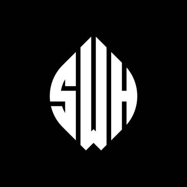 Çember ve elips şekilli SWH daire harf logosu tasarımı. Typographic tarzında SWH elips harfleri. Üç baş harf daire şeklinde bir logo oluşturuyor. SWH Çemberi Amblemi Soyut Monogram Harf İşaretleme Vektörü.