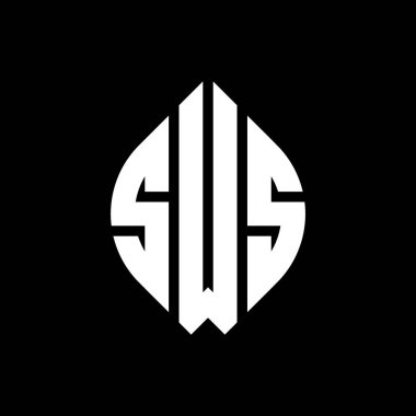 Çember ve elips şekilli SWS daire harf logosu tasarımı. Tipografik şekilli SWS elips harfleri. Üç baş harf daire şeklinde bir logo oluşturuyor. SWS Çemberi Amblemi Soyut Monogram Harf İşaretleyici Vektörü.