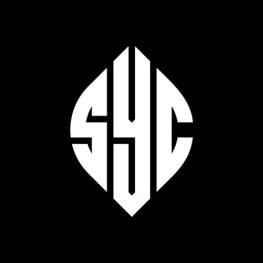 Çember ve elips şekilli SYC daire harf logosu tasarımı. Typographic tarzında SYC elips harfleri. Üç baş harf daire şeklinde bir logo oluşturuyor. SYC Çember Amblemi Soyut Monogram Harf İşaretleme Vektörü.