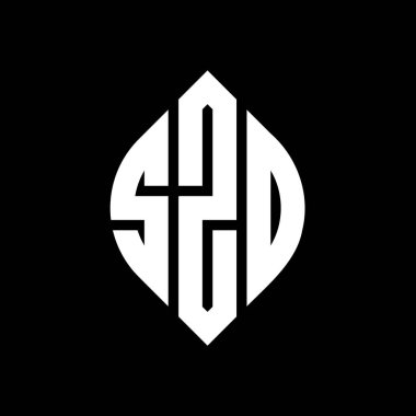Çember ve elips şekilli SZD daire harf logosu tasarımı. Tipografik biçimli SZD elips harfleri. Üç baş harf daire şeklinde bir logo oluşturuyor. SZD Çember Amblemi Soyut Monogram Harf İşaretleyici Vektörü.