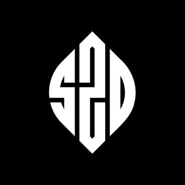 Çember ve elips şekilli SZO daire harf logosu tasarımı. Tipografik biçimli SZO elips harfleri. Üç baş harf daire şeklinde bir logo oluşturuyor. SZO Çember Amblemi Soyut Monogram Harf İşaretleyici Vektörü.