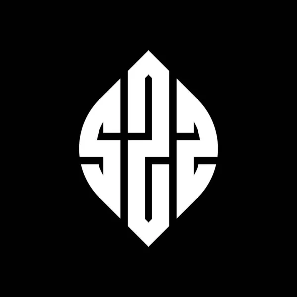 Desain Logo Lingkaran Szz Dengan Lingkaran Dan Bentuk Elips Huruf - Stok Vektor